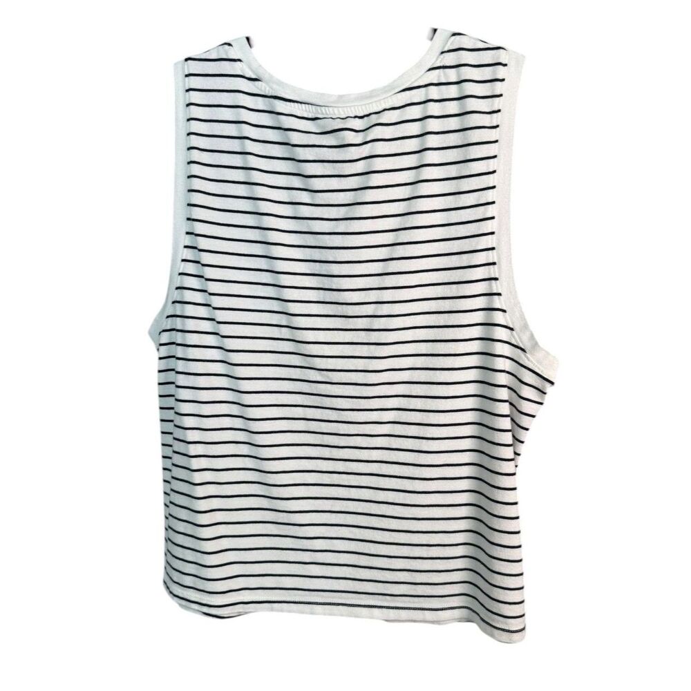 Old Navy Bestee Tank Top Women’s XL White Black Stripe Sleeveless Casual - Picture 3 of 5